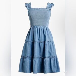 NWT Chambray smocked mini dress